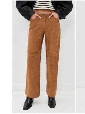 NWT La Ligne Jenny Suede Tan Wide-Leg Pants - XS